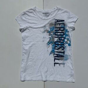 Aeropostale white and blue graphic tee